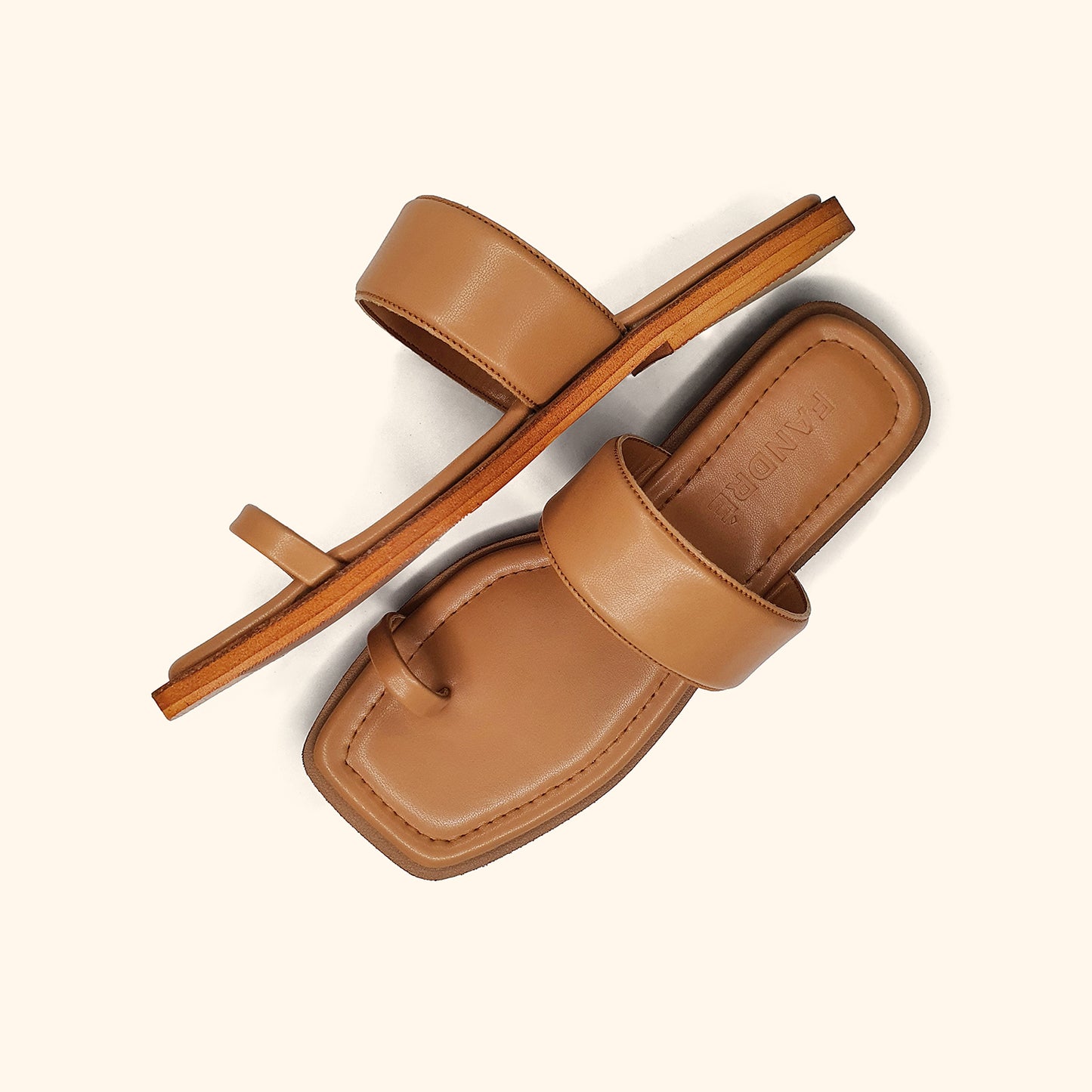 camel toe flat sandals for women side view
