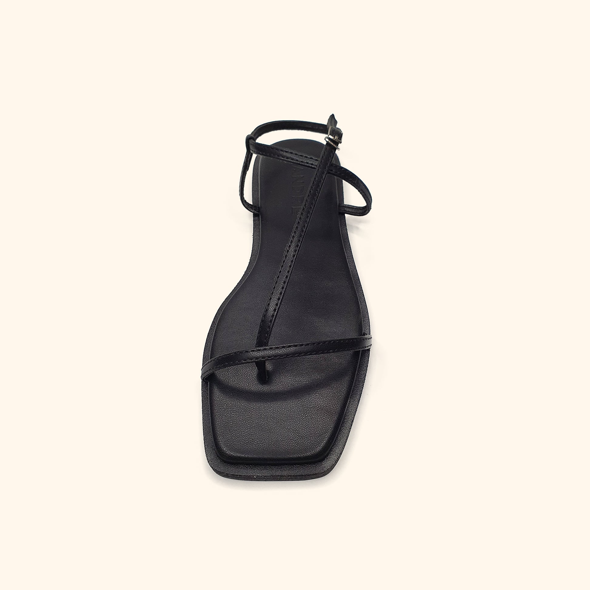 black flat sandals for women front