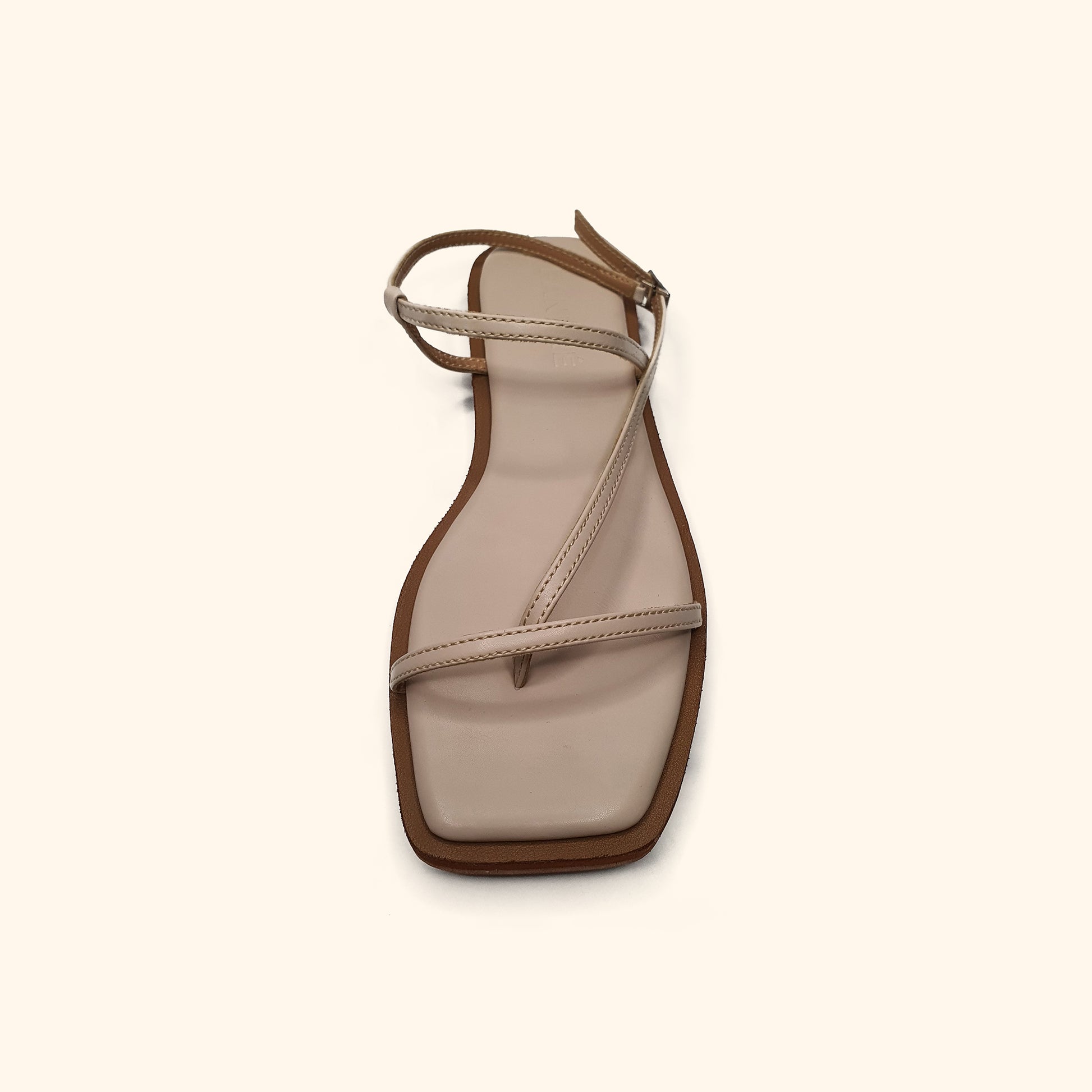 beige flat sandals for women front view