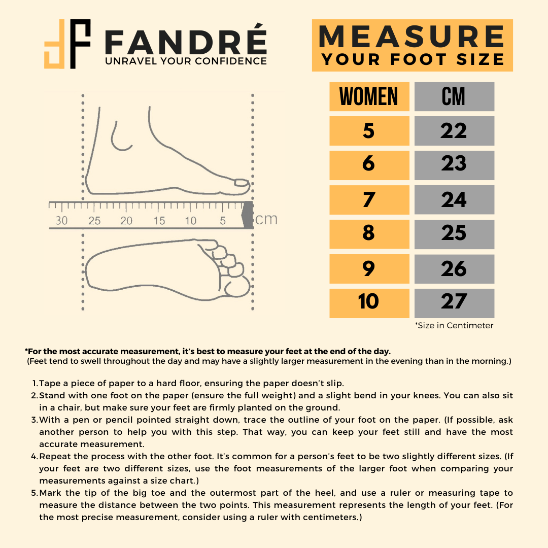 size chart of flat sandals for women
