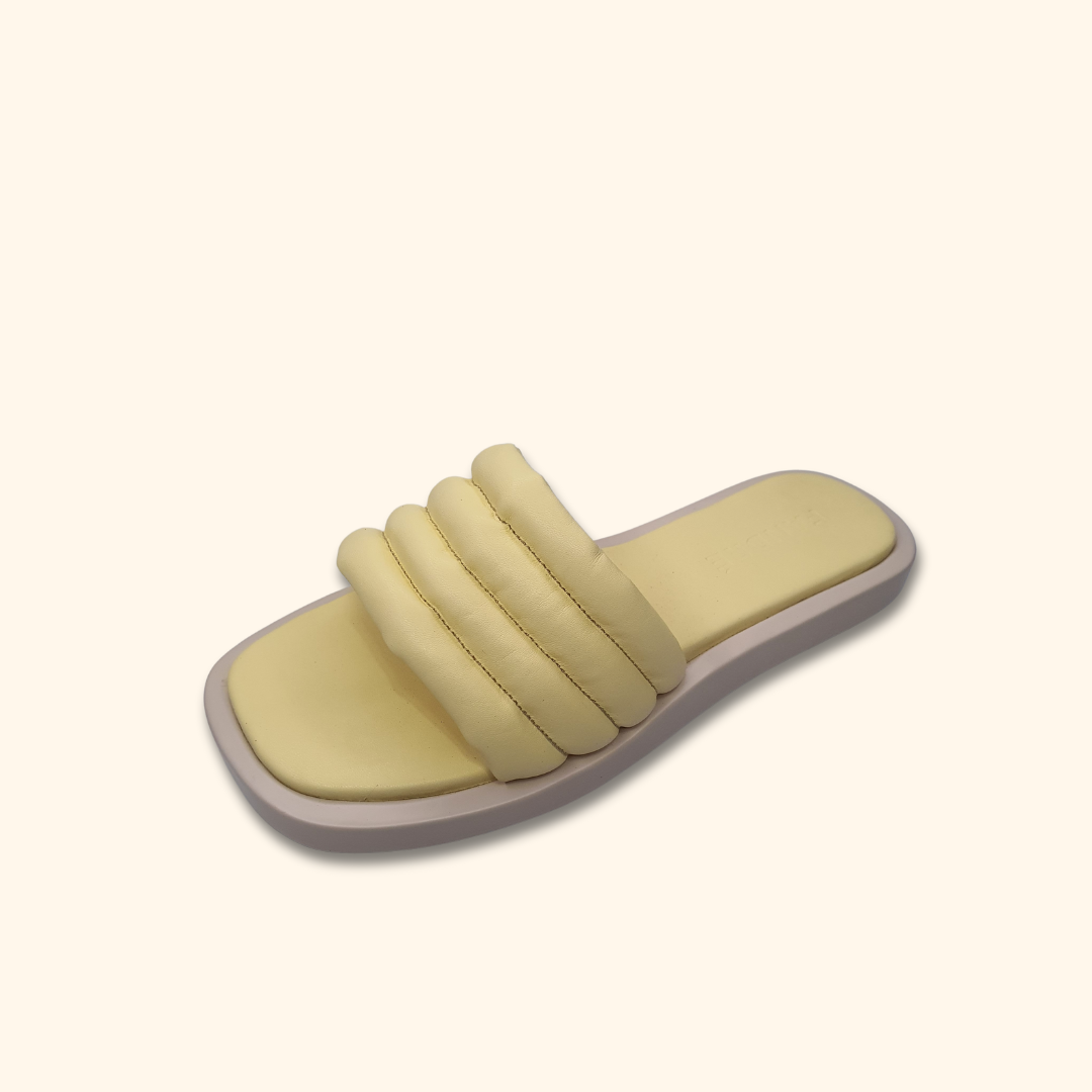 Yellow flatform sandals for women panoramic view