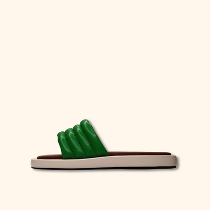 Green flatform sandals for women side view