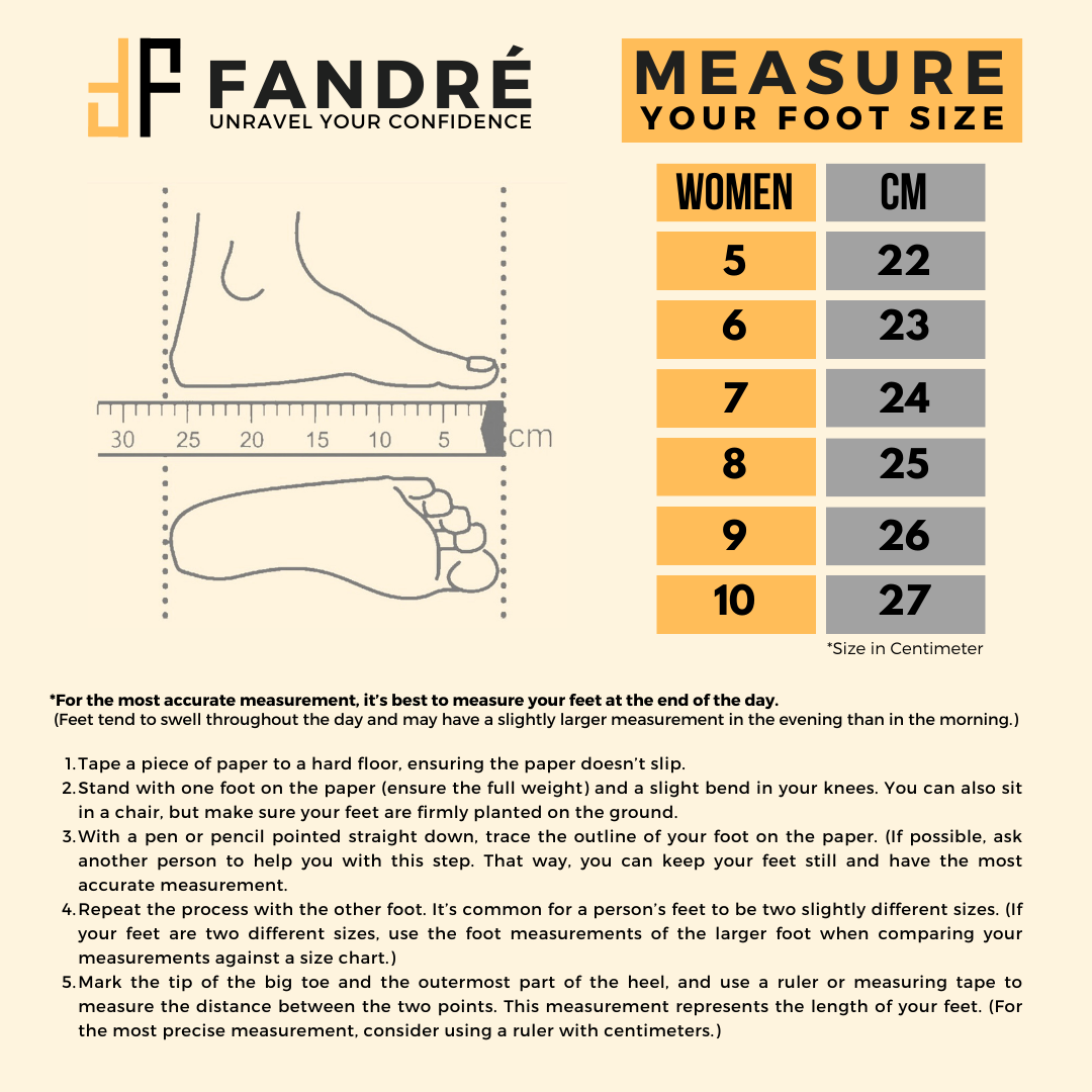 size chart for women's sandals