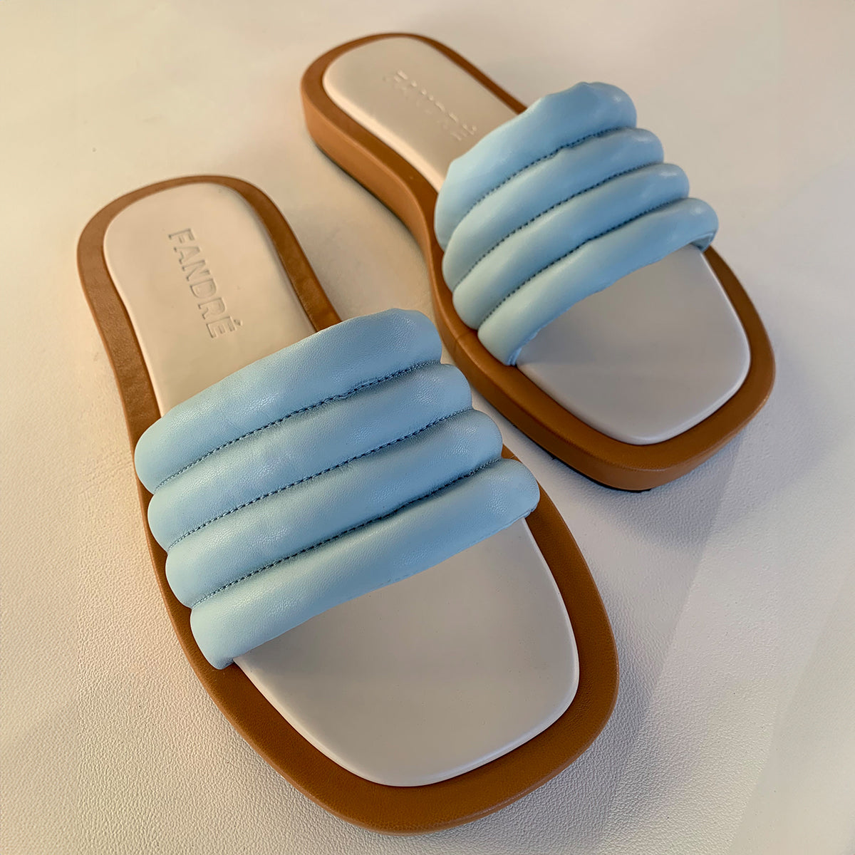 Blue flatform sandals for women detailed view