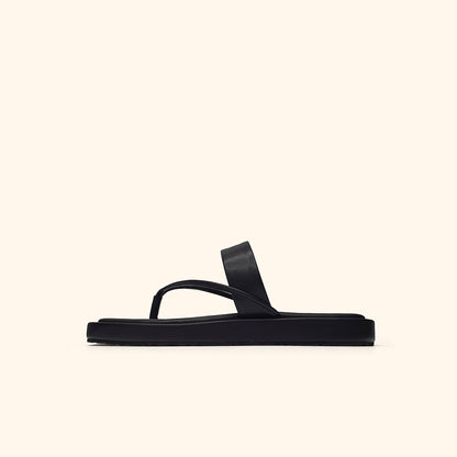 black flatform sandals for women side view