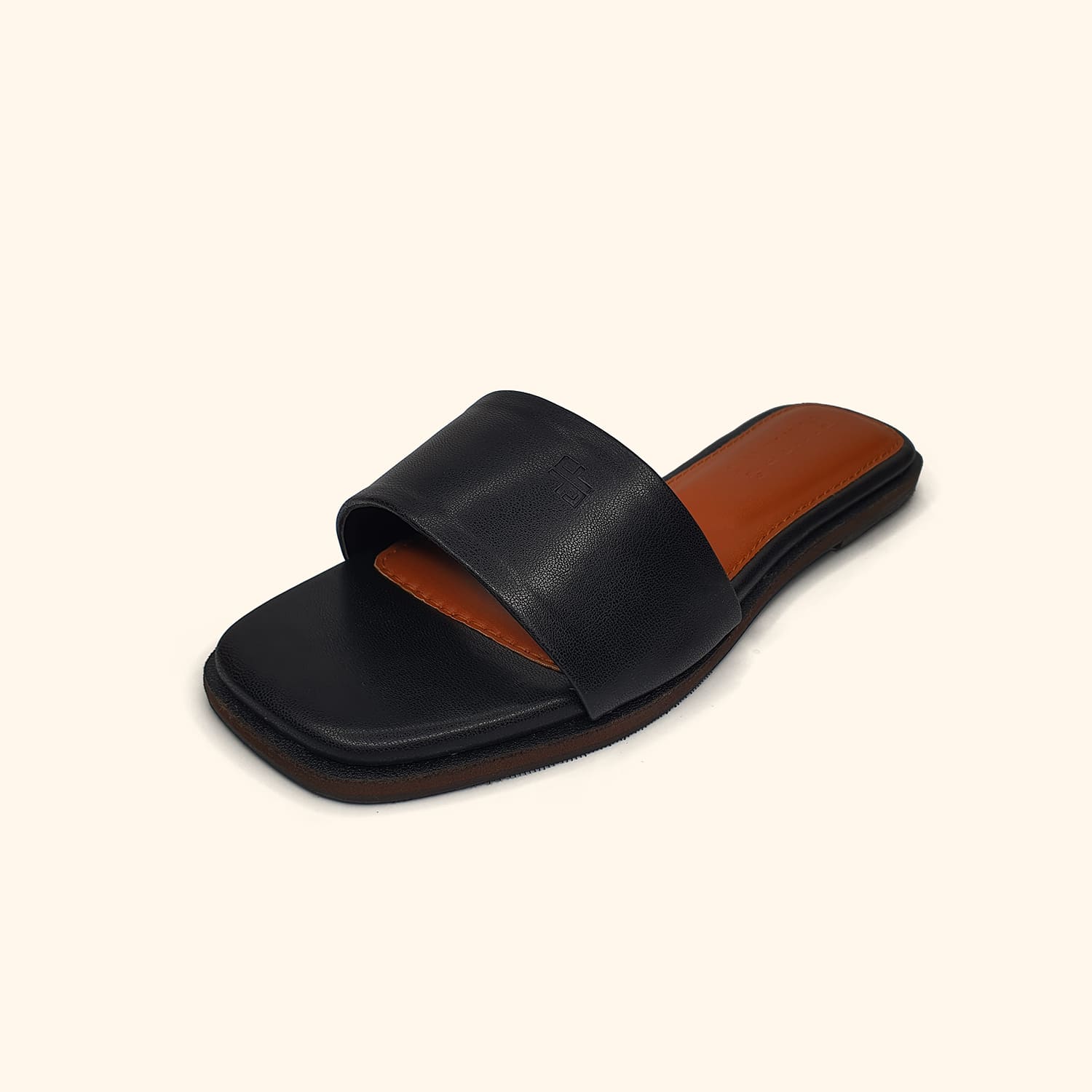 black women's flat sandals panoramic view