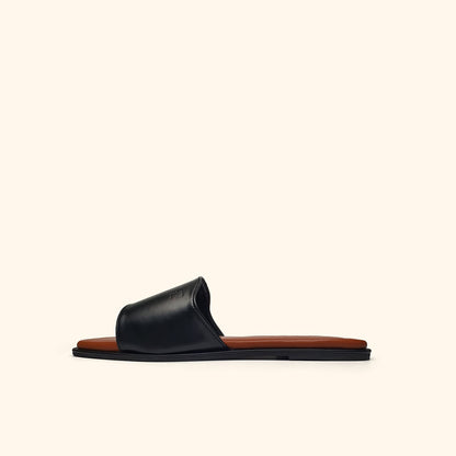 black women's flat sandals side view