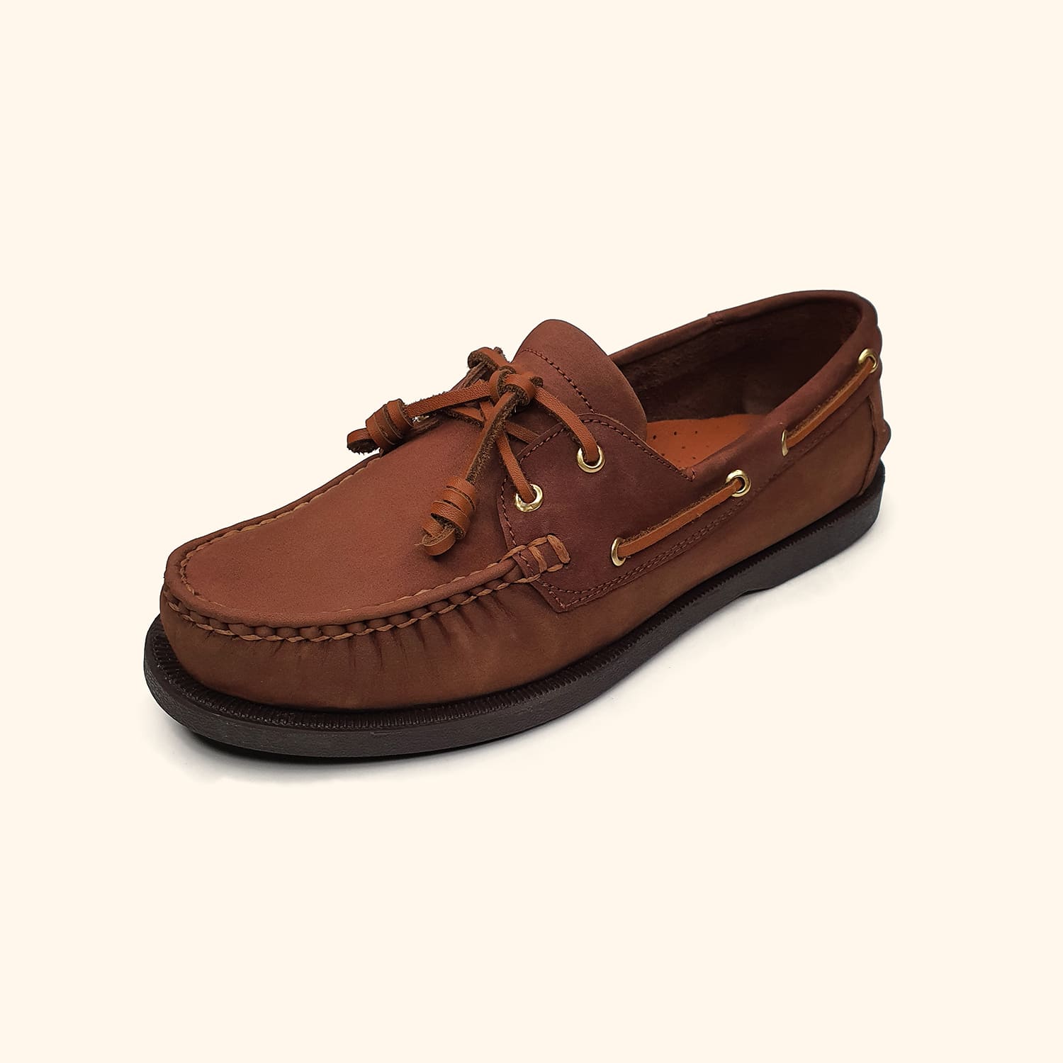 brown nubuck men's boatshoes panoramic view