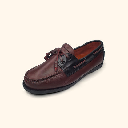 genuine leather boatshoes for women burgundy panoramic view