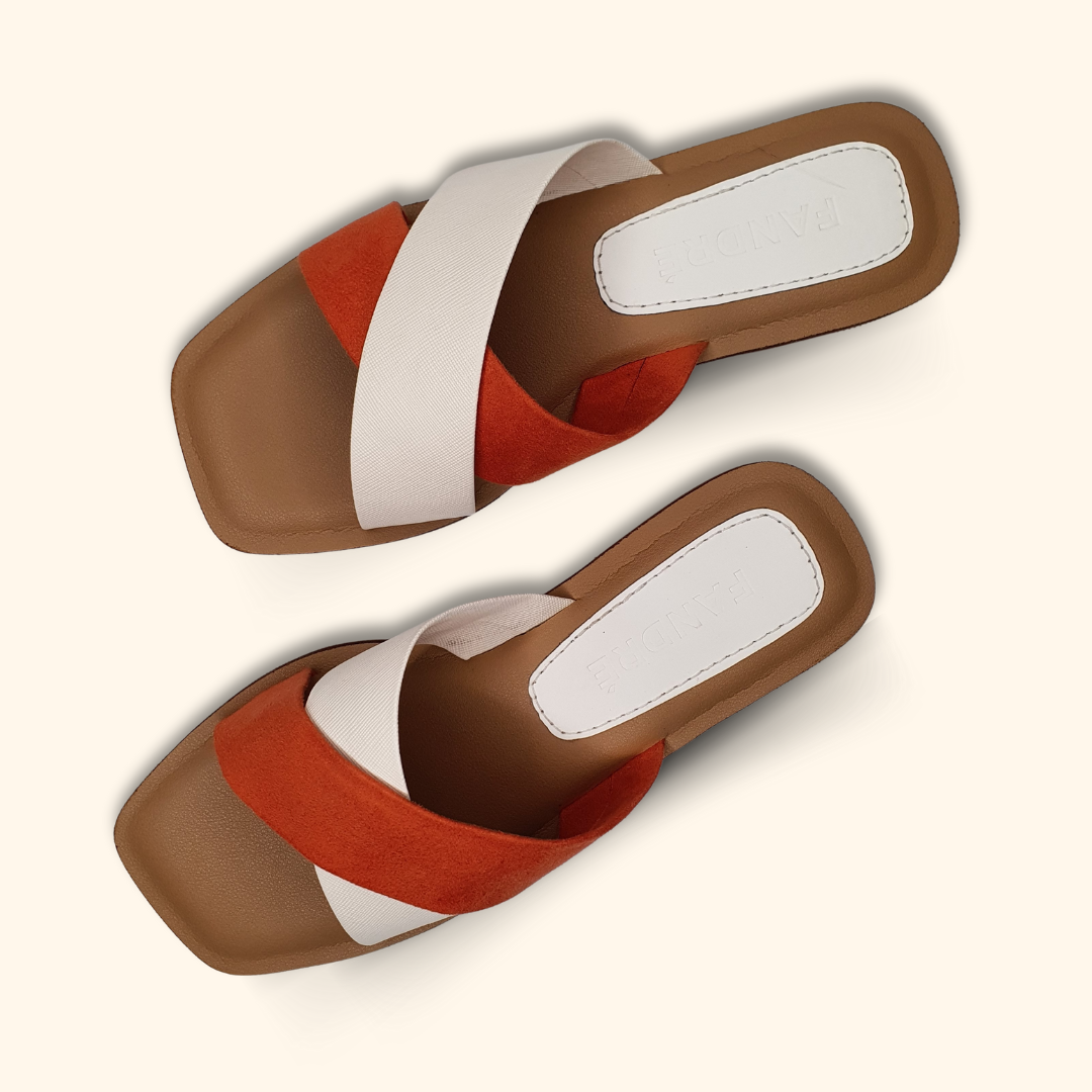 salmon flat sandals for women up view