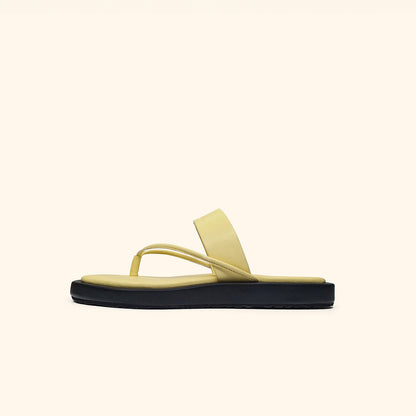 yellow flatform sandals for women side view